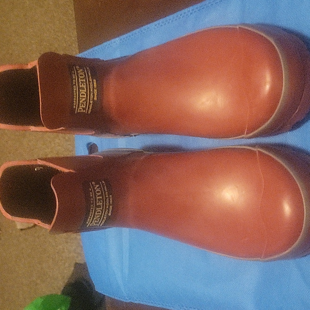 Maroon rain boots